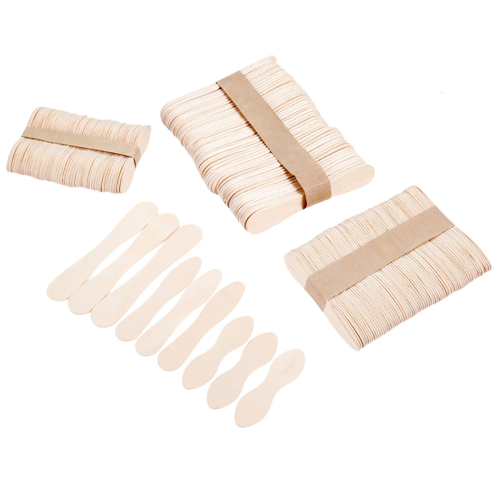 50pcs/set Ice Cream Sticks Wooden Spoon Natural Wood Popsicle Taster Lolly Cake Nontoxic Smooth 1.5cm*6cm/7.5cm/9.4cm DIY Craft