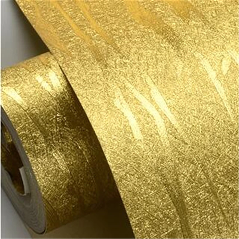 wellyu  Golden wallpaper gold foil gold yellow silver ktv hotel bedroom living room pure color ceiling ceiling wallpaper