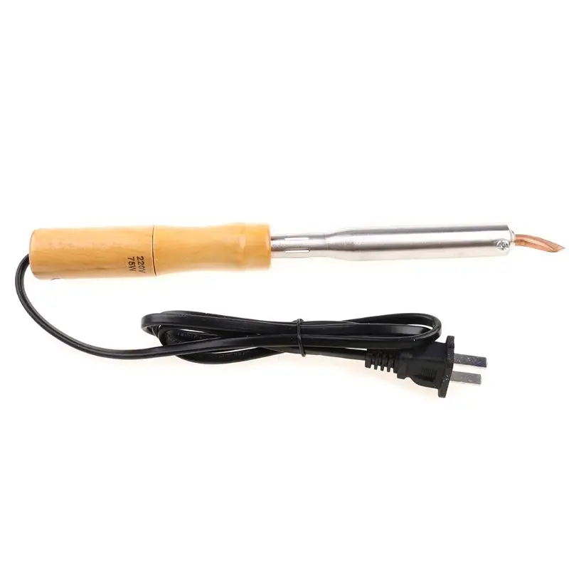 220V Wood Handle Electric Soldering Iron 75W 100W 150W 200W High Power Soldering Iron Chisel Tip 8.28