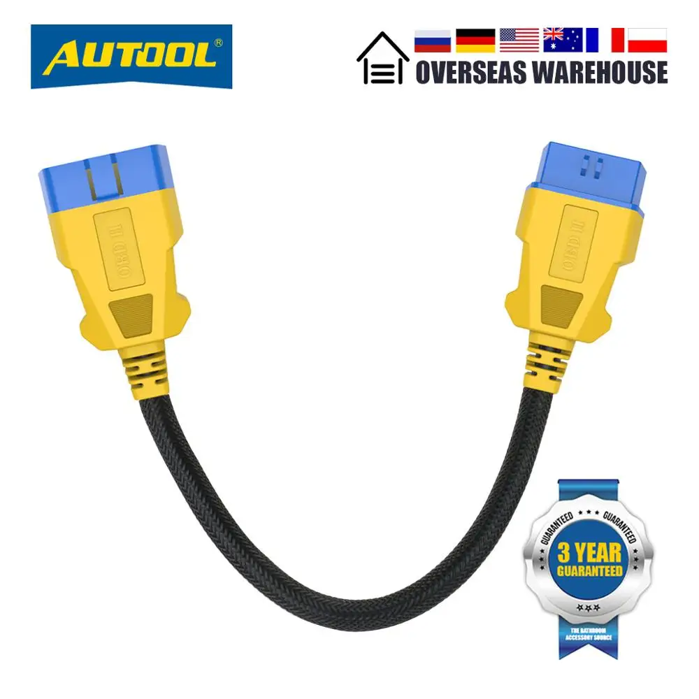 AUTOOL 36cm Car OBD 2 Extension Diagnostic Adapter Cable  Auto OBD2 II Connector Scanner 16Pin Male to Female Flexible Wire