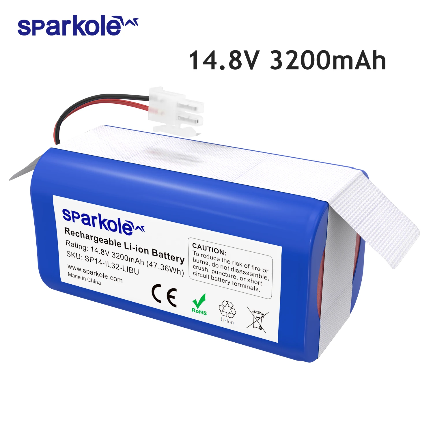 Sparkole 14.8V 3200mAh Rechargeable Lithium Battery for ILIFE Ecovacs A4s A4 A6 A9 V7 V7s V7s Pro Chuwi Battery Real Capacity