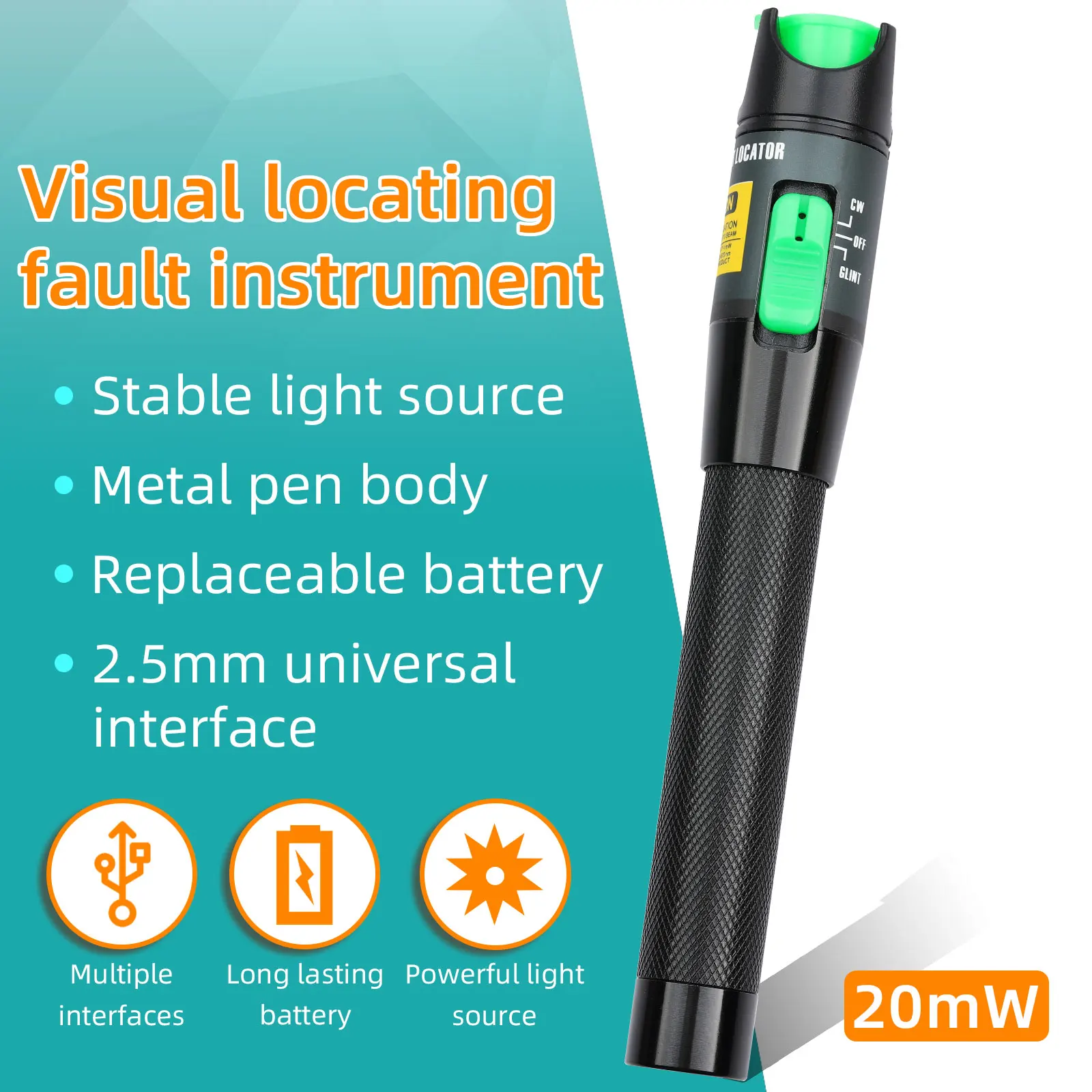 KELUSHI FTTH Optical Fiber Cable Tester 20mW Visual Fault Locator 650nm