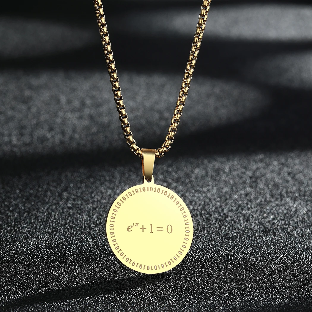 QIAMNI Euler's Equation Identity Symbol Pendant Chain Necklace Creative Mathematical Characters Jewelry For Math Teacher