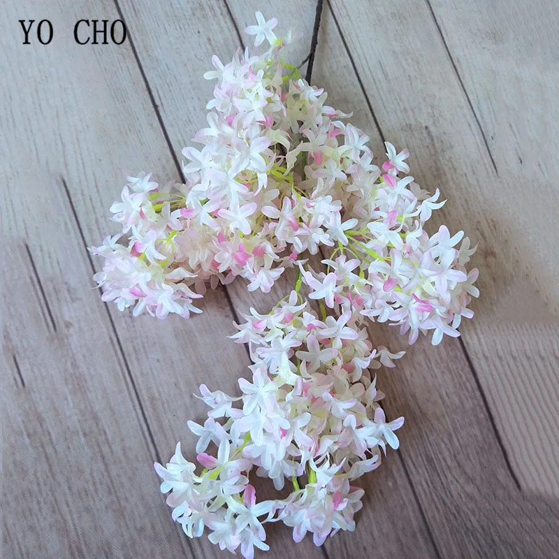 Yo cho buquê de flores artificiais de cerejeira, 108cm sakura flor de seda decoração para arco de casamento flores falsas jardim decoração para parede e cerca