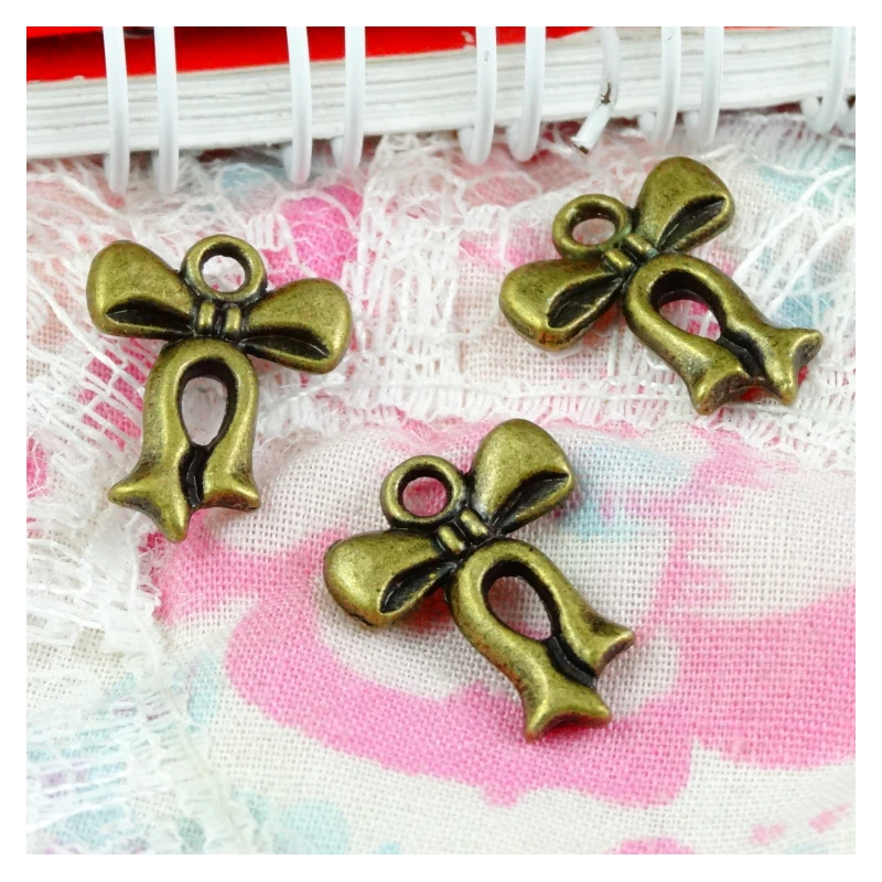 

100Pcs/Lot 13*16MM Antique Bronze Plated Bowknot Pendant Charms Necklace DIY Accessories