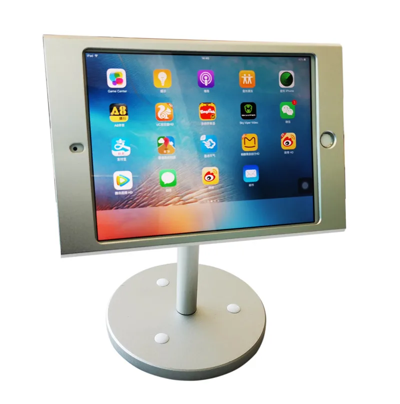 for mini iPad desk security holder with safe metal box support display on restaurant table menu ordering lock device kiosk POS