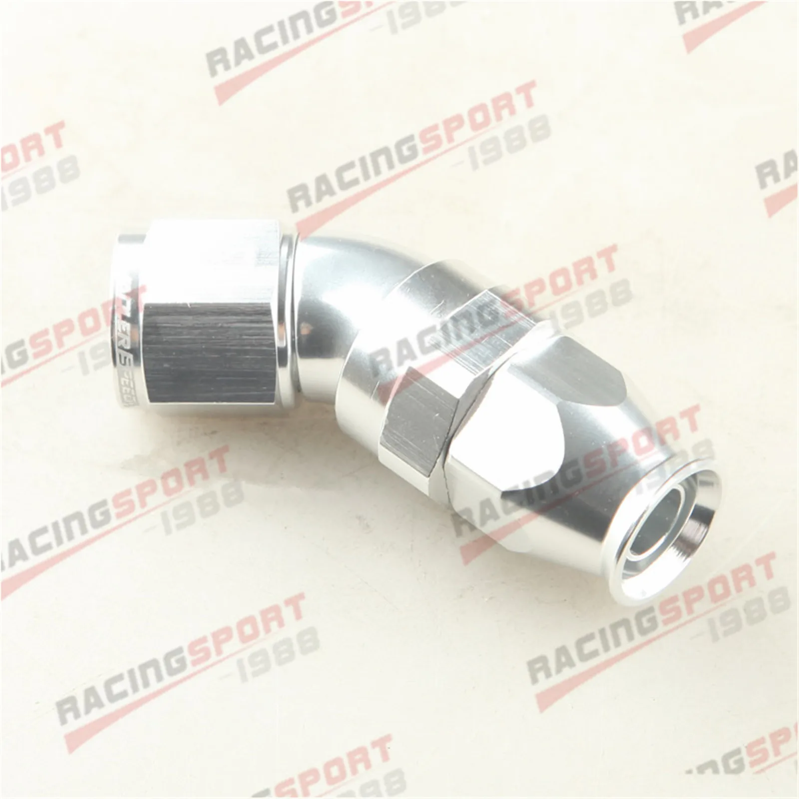 New AN8 AN-8 45 Degree Reusable Swivel PTFE Hose End Fitting Full Flow Silver