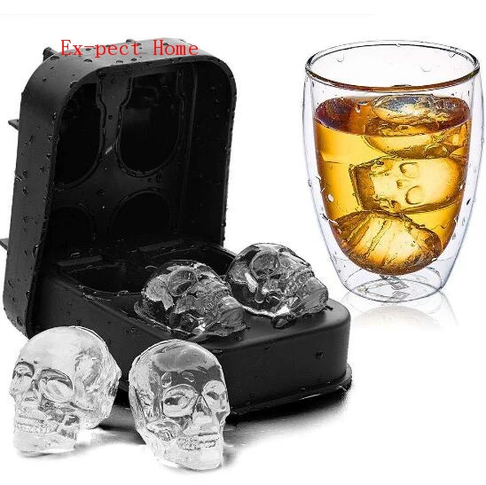 

50Sets/lot SiliconIce Ice Cube Mold Skeleton Skull Shape Chocolate Mould Tray DIY Tool Whiskey Wine Cocktail Ice Cube Maker