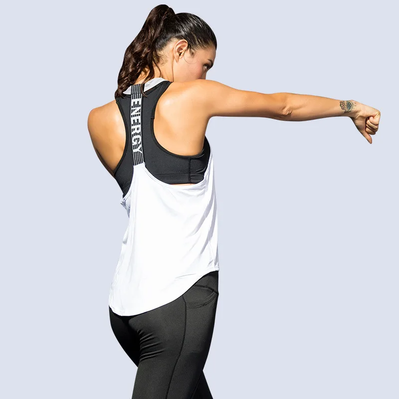 Women Sleeveless Yoga Vest Irregular Sexy Back Fitness Loose Running Tank Top Quick Dry Gym Training Workout T Shirt Custom Logo