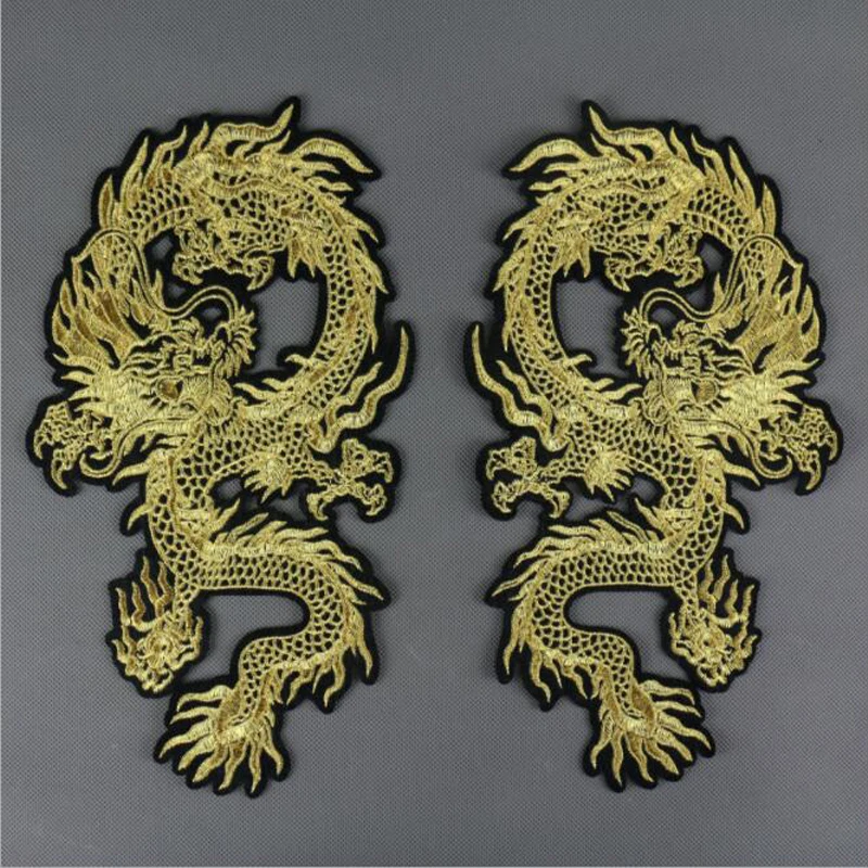 1 Pair Embroidery Dragon Patches For Clothing Iron On Sticker Patches Sewing Accessories Clothes Jeans Decoration