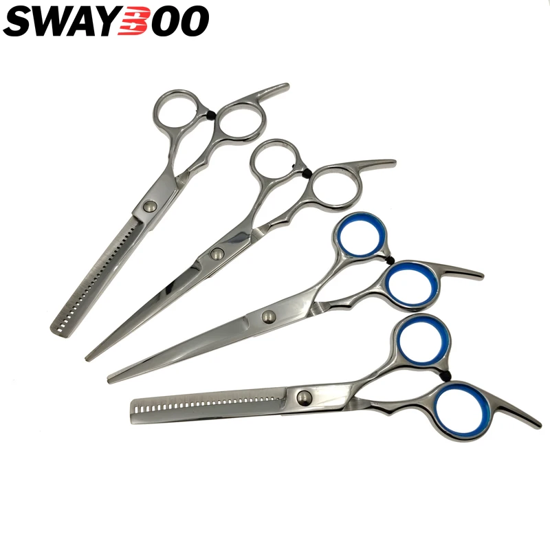 Swayboo 6inch Stainless Steel Blade Hairdressing Hair Scissors Sliver Haircut Cut Daily Hair Clipper Shearing Tooth Scissors