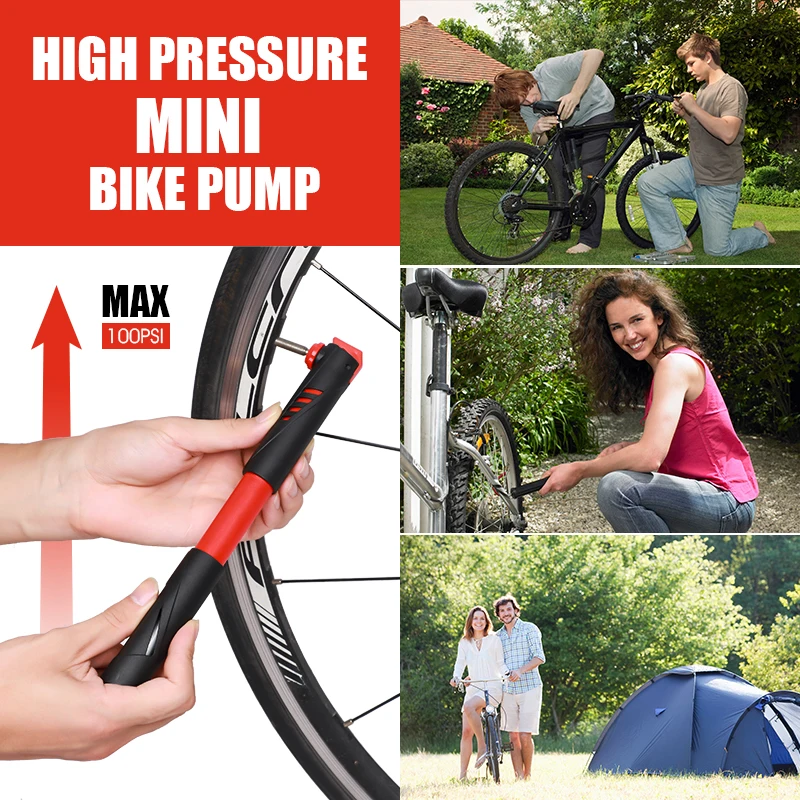 WEST BIKING Bicycle Pump 100PSI Portable Hand Air Pump Schrader Presta Valve Cycling Tire Inflator MTB Mountain Road Bike Pump