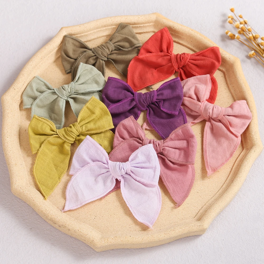 36pc/lot Cute 4inch Curled Edge Knotbow Headband Baby Girls Solid Hair Bow Hair Clips Nylon Headbands Newborn Elastic Hairband