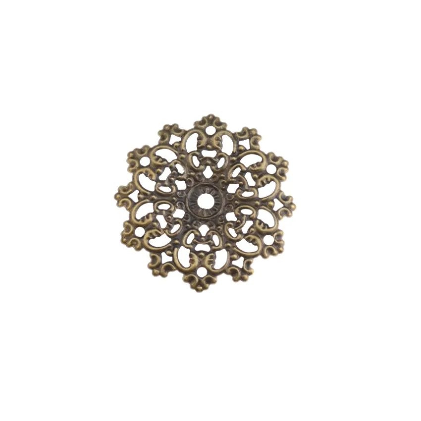 Retail 10Pcs Antique Bronze Filigree Flower Wraps Connectors Metal Crafts Decoration DIY Findings 4.7x4.7cm