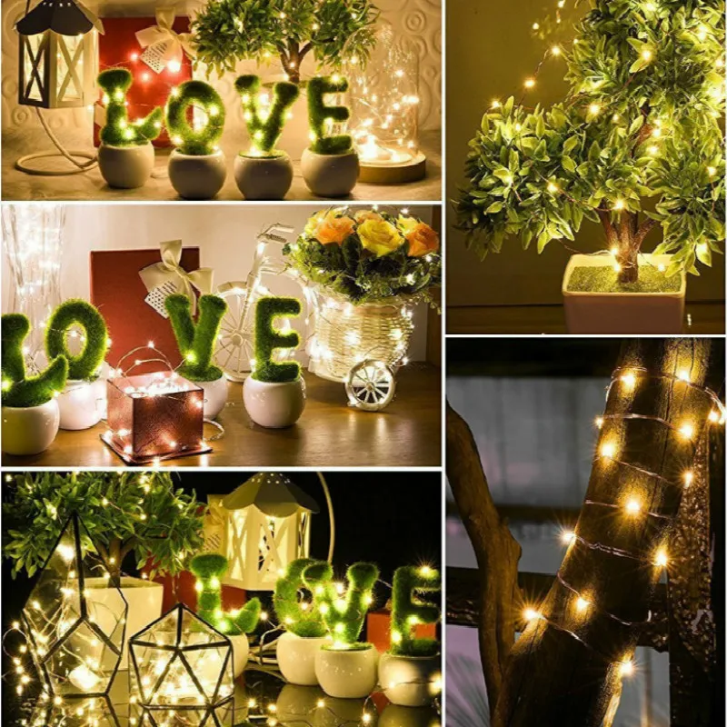 6 / 10 Led Copper Wire Lamp String 2m 3m 5m Fairy Tale Christmas Tree Bouquet Birthday Party Holiday Decorative Lamp