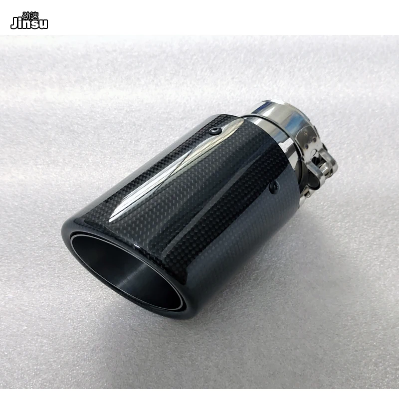 

Sport style Carbon fiber car exhaust Muffler Tip Tail Pipe Universal Stainless steel Straight Flange For VW Golf Polo Scirocco