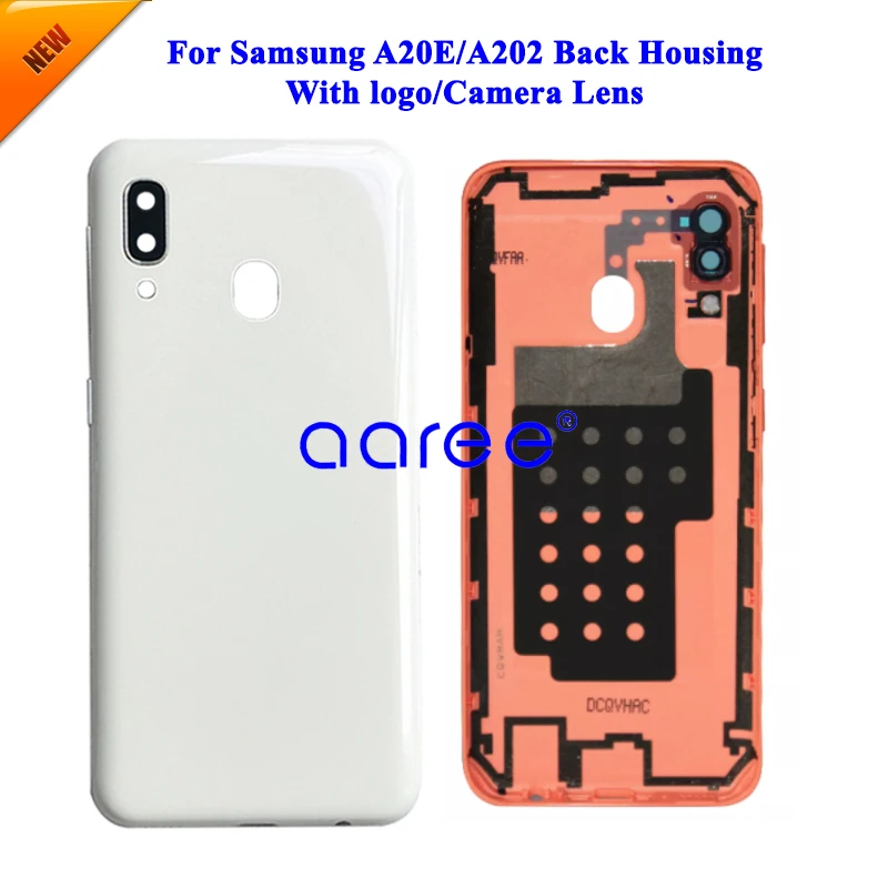 الزجاج الخلفي مع شعار سامسونج A20E الغطاء الخلفي لسامسونج A202 الباب الخلفي الإسكان مع لاصق/عدسة الكاميرا/الزر الجانبي
