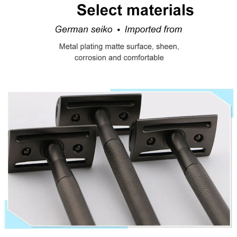 전통적인 빈티지 클래식 레트로 더블 에지 동봉 안전 면도기 미끄럼 방지 긴 손잡이 제모 수동 손 수염 면도기