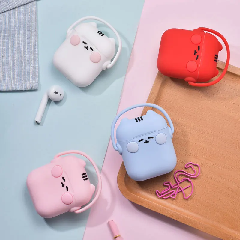 Симпатичный стильный мягкий силиконовый чехол для наушников AirPods для Apple беспроводная Bluetooth гарнитура Tws airpods зарядный чехол Rock