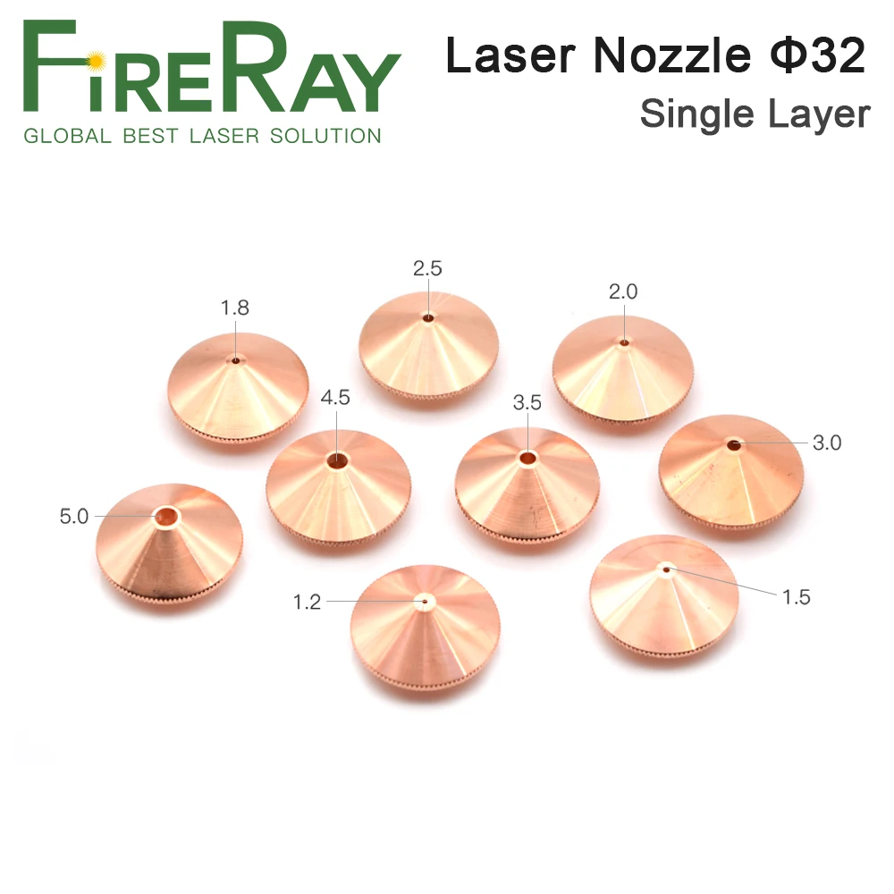FireRay-boquilla láser de doble capa, diámetro de 32mm, calibre 0,8-5,0, rosca M14 para cabezal de corte láser de fibra