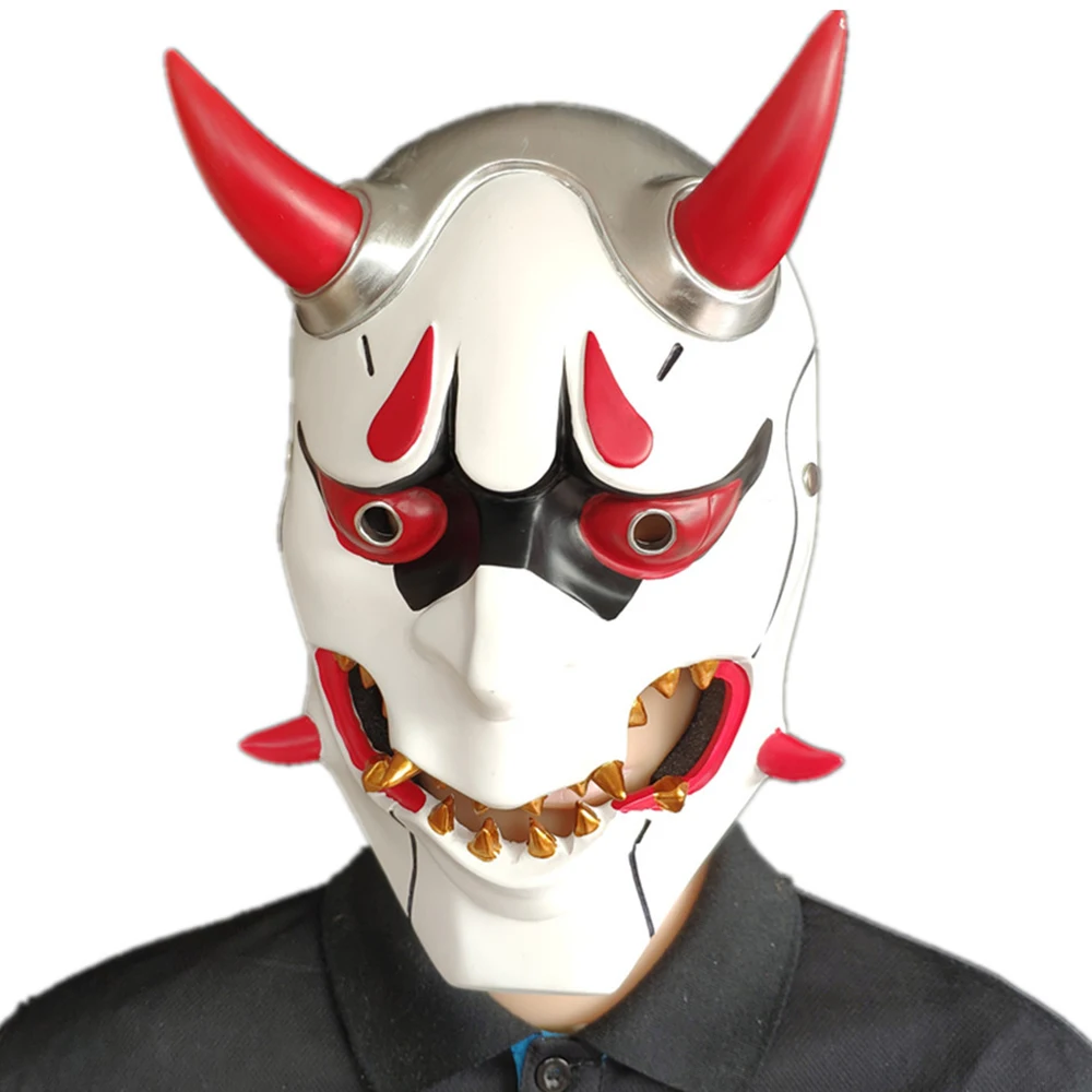 

Anime Devil Design Full Face Mask With Horn For Masquerade Cosplay Party Live Boradcast Halloween Party Shooting Prop Resin Mask