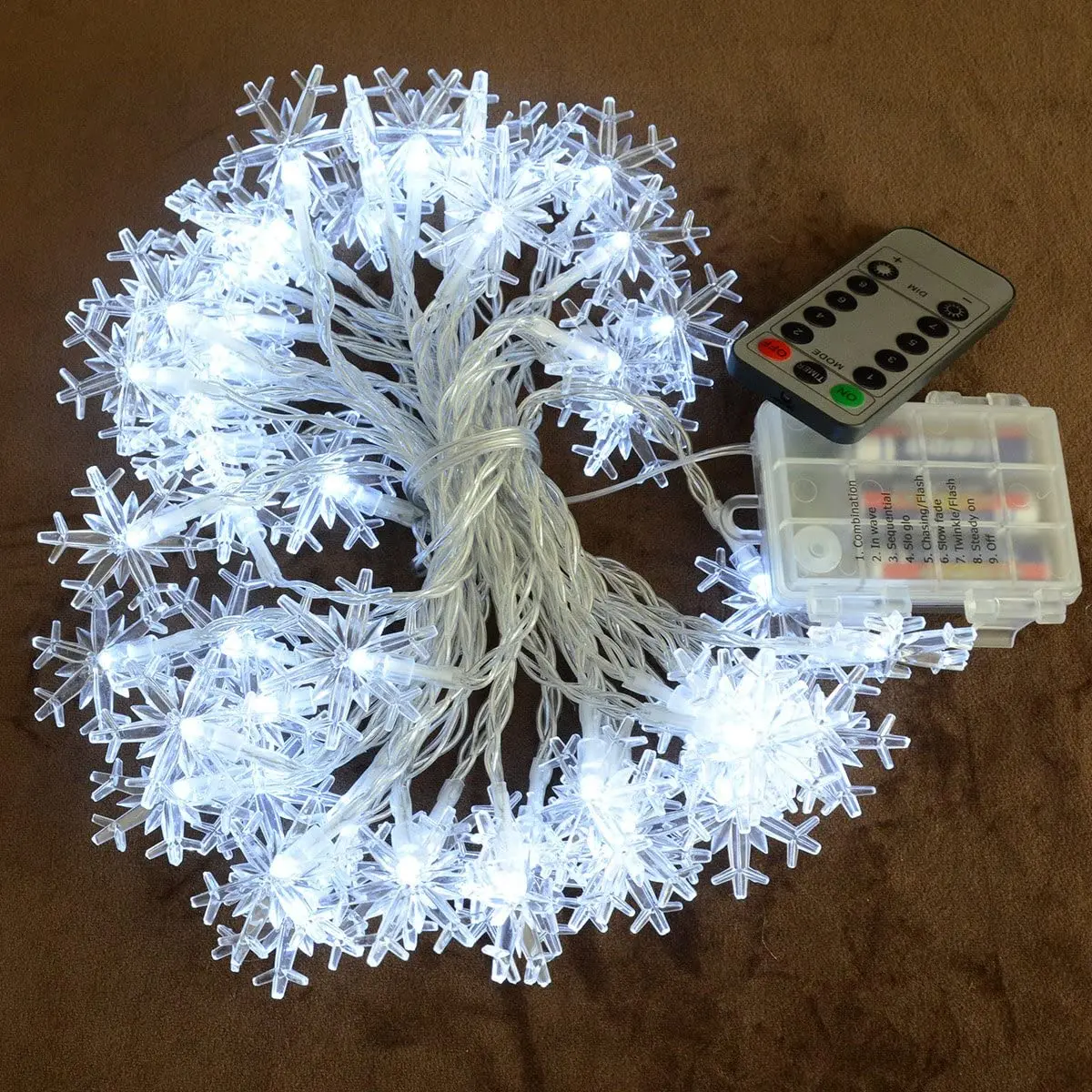 Room Decor Christmas Decorations For Home Led Festoon Snowflake Snow String Lights 10M 100LED Battery Operated Waterproof IP65