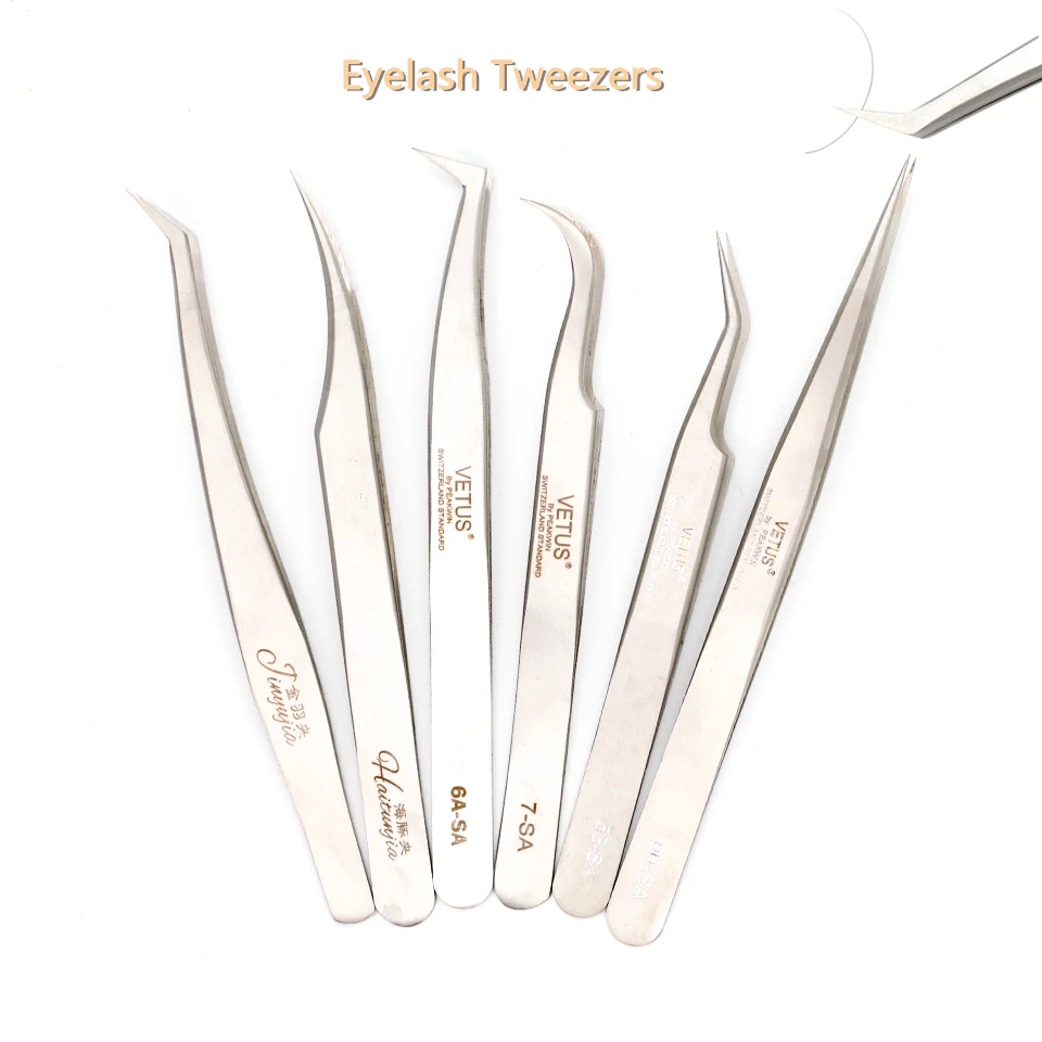 

1PC Professional Eyelash Tweezers 3D Volume Eyelash Extension Tweezer Easy Fan Lash Eyebrow Tweezers VETUS SA Model Makup Tools