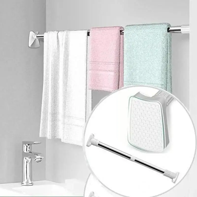 Telescopic Shower Curtain Rod Clothing Rod Telescopic Rods Shower Curtain Poles Clothes Wardrobe Organizer Rack for DIY Space