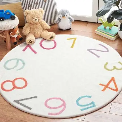 Non-Slip Cartoon Carpet for Children\'s Room, Circular Number, Dot, Thickened, Cute