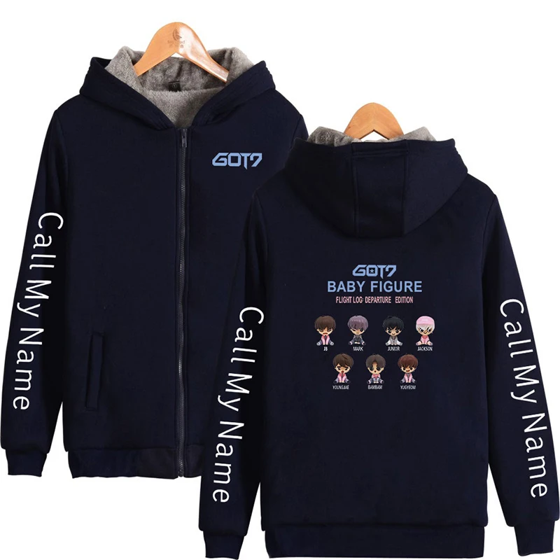 

Got7 Kpop Print Cute Baby Figure Cartoon Hoodie Hood Winter Men Women Zipper Hoodies Jackets Long Sleeve Hooded Sweatshirts Tops