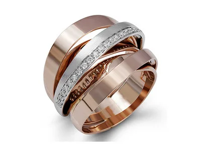 Creative multi-layer twining Stainless Steel Wedding Rings For Women Vintage rose gold silver color engagement ring jewelry