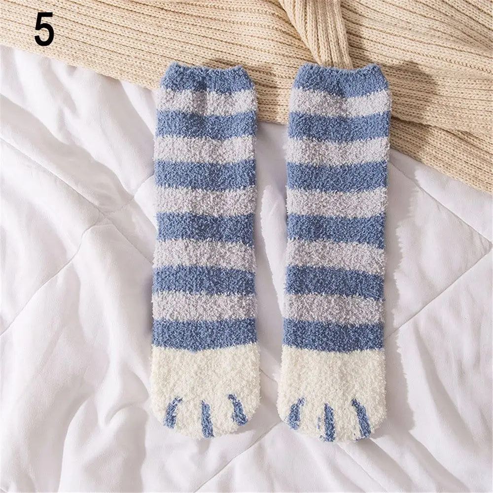 

Fluffy Winter Warm Soft Thickening Sleep Bed Sock Cashmere Sox Paw pattern Floor Socks Coral velvet socks