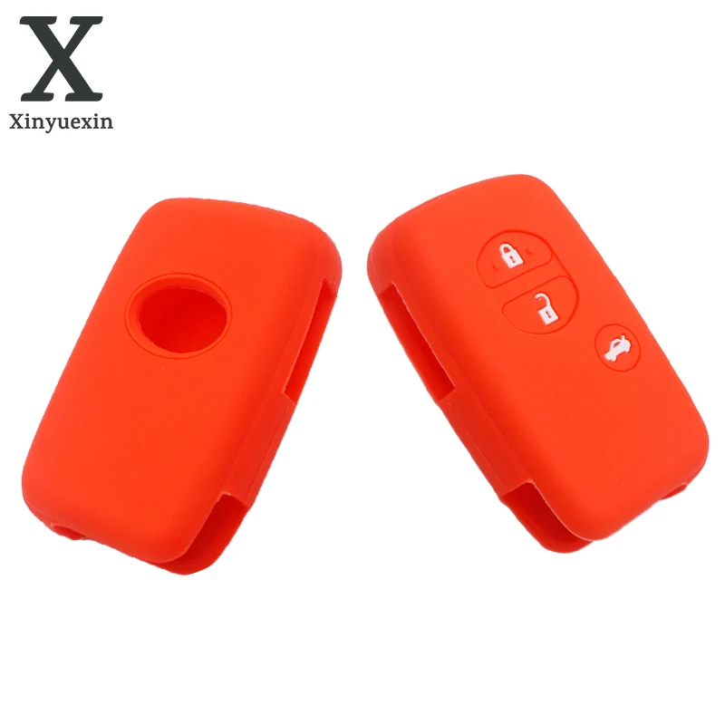 Xinyuexin Silicone car Key Case for Toyota Land Cruiser Camry Highlander Crown Prado Prius Car Keychain Set Cover protector