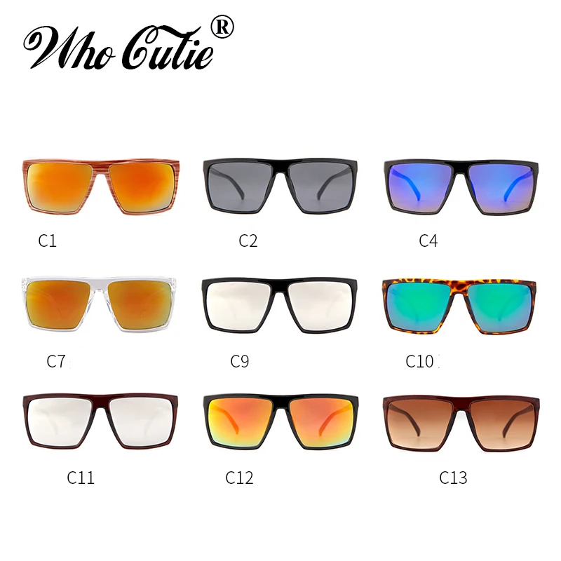 WHO CUTIE 2025 Oversized Square Sunglasses Men Brand Designer Thin Plastic Frame Resin Lens Male Black Sun Glasses Shades OM320