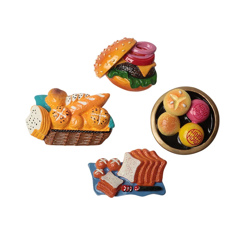 3d fridge magnet refrigerator paste food Baguette bread egg Bread basket toast hamburger refrigerator decoration collection gift