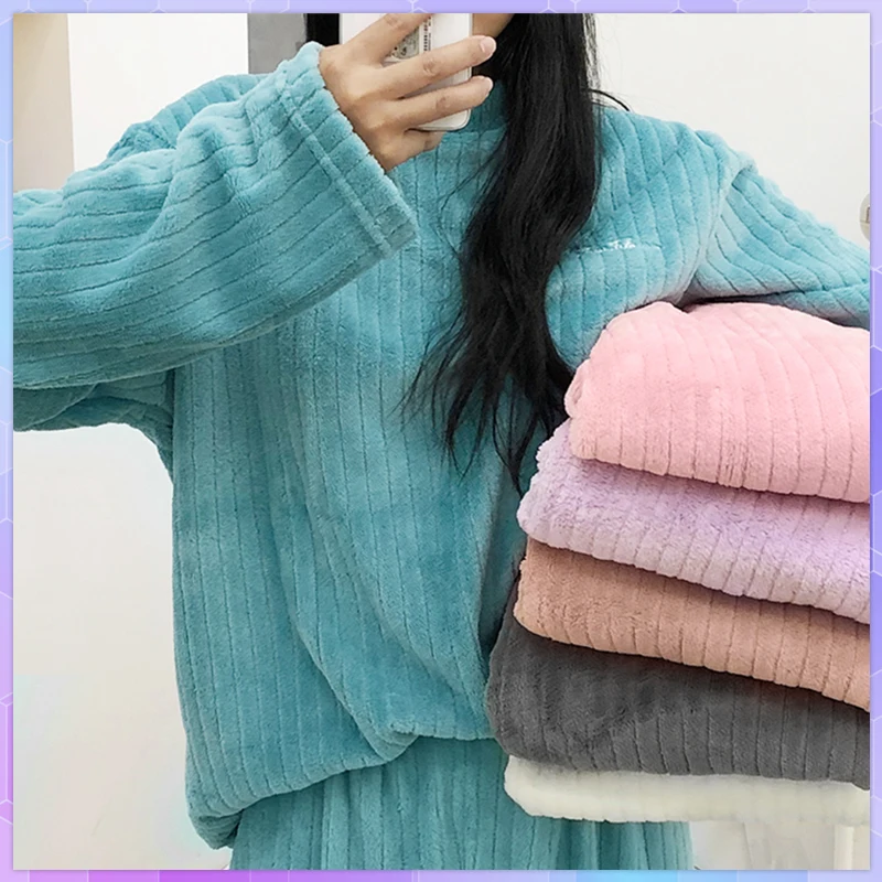 Winter Pyjamas Set Warm Women's Flannel Pajama Autumn Coral Bath Velvet Suit Badjas Female Sleepwear Home Suits Clothes пижама