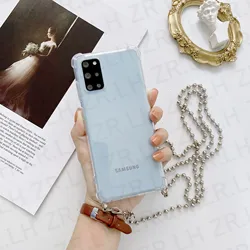 Strap Cord Chain Case For Samsung Galaxy S23 S24 S21 Ultra A53 A15 A52 A32 A71 A51 A31A50 A70 Necklace Lanyard Rope Matte Cover