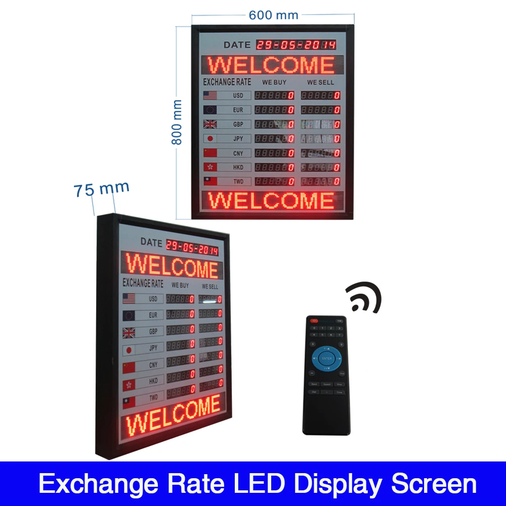 

1.0''inch Hot Sale Electronic Currency financial Rate Display LED Sign Board IR remote control