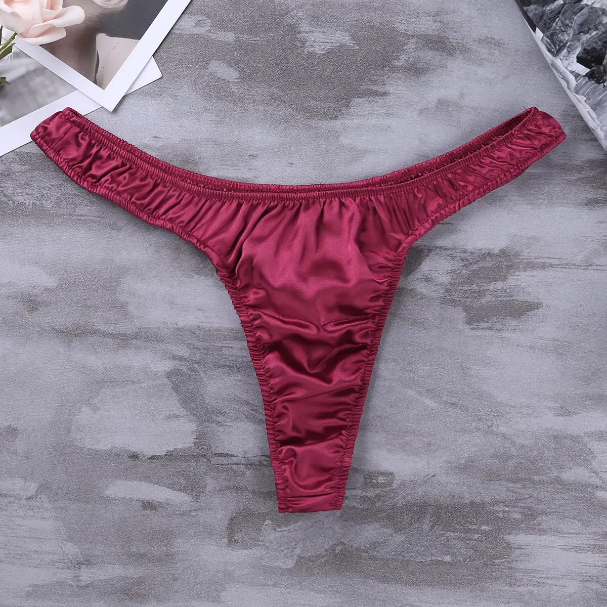 Mens Lingerie Thongs Panties Soft Shiny Ruffled Low Rise Sexy Bikini Thong Underwear Panties Very Soft And Breathable Underpants