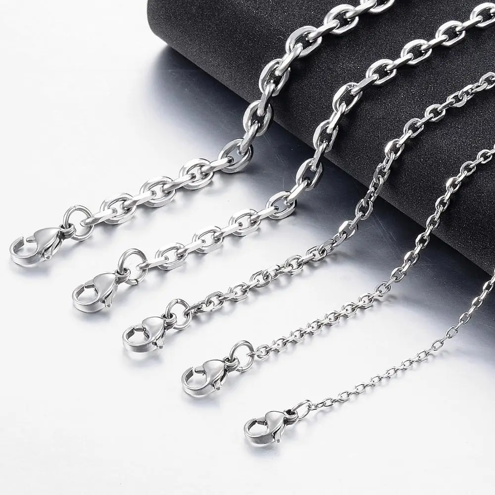 Roestvrij staal zilver kleur O-vorm ketting 1,6 mm / 2,4 mm / 3 mm / 4 mm / 5 mm mode mannen en vrouwen nieuwe sieraden