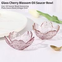 Japan Style Cherry Blossom Oil Saucer Bowl Seasoning Plate Small Glass Dish Sauce Bowl Vinegar Dish Storage Container Tableware