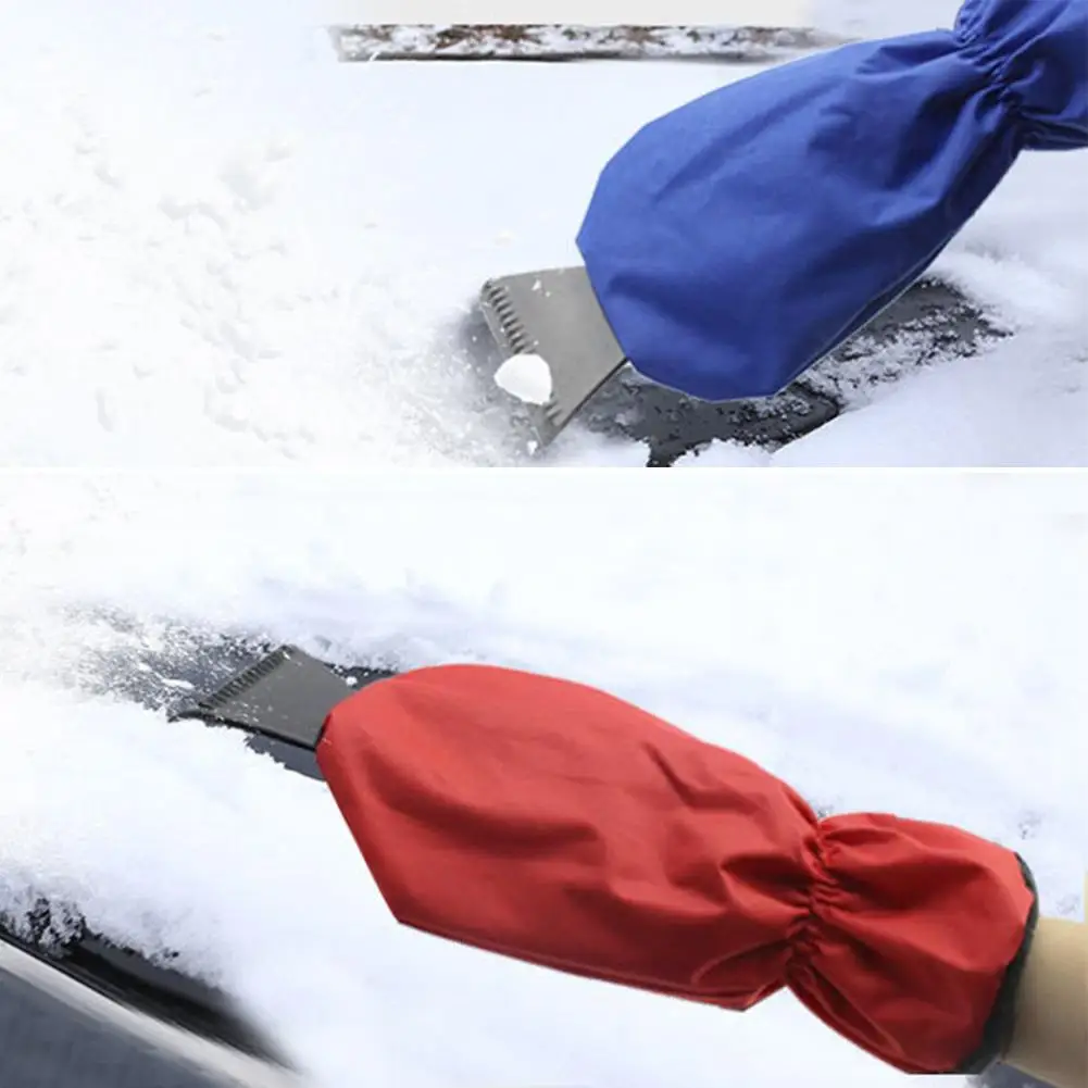 Auto Window Snow Scraper With Removal Glove Cloth Cleaning Snow Shovel Ice Scraper Tool For Outdoor Car-stying Winter Gloves