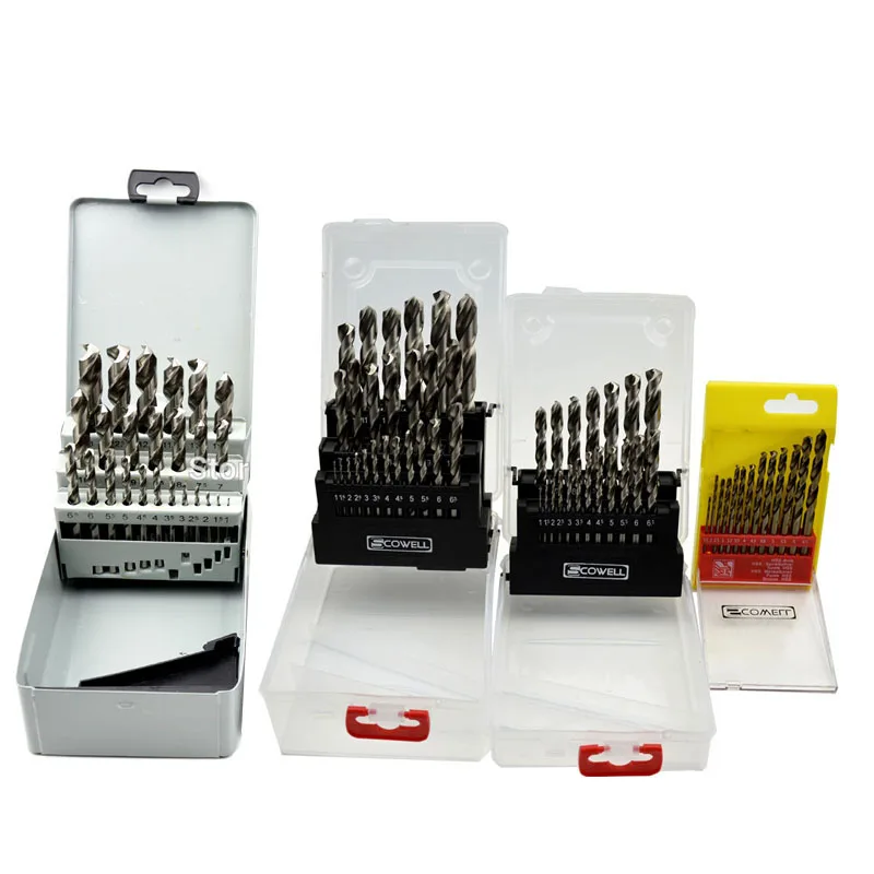 

SCOWELL13pcs 19pcs 25pcs Jobber Drilling Bit HSS Twist Drill Bits Set For Metal M35 Cobalt Drill Bit For Stainless steel