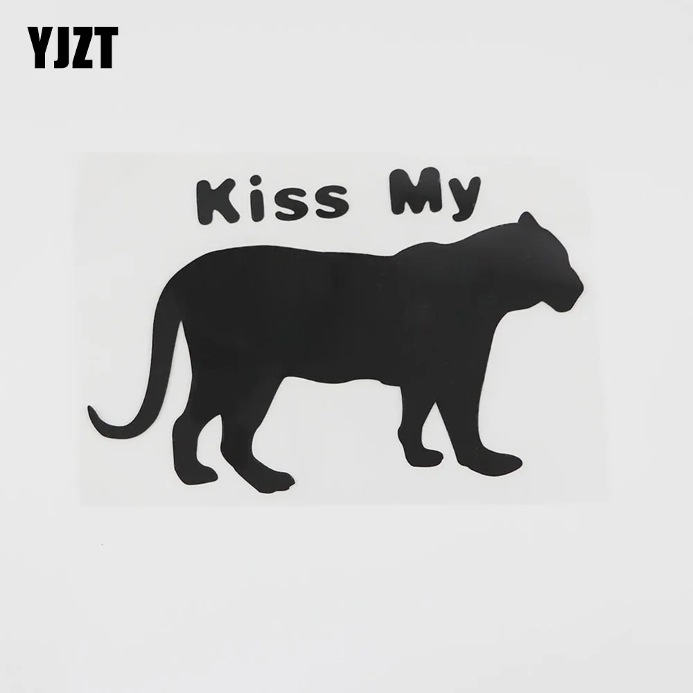 YJZT 15.6CMX10CM Kiss My Fun Animal Decal Vinyl Car Sticker Black/Silver 8C-0010