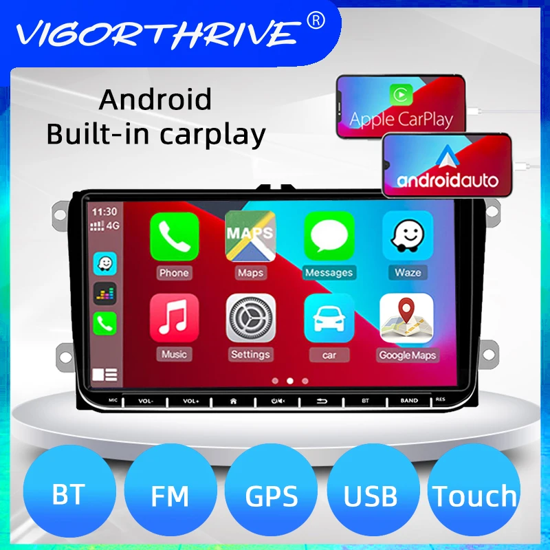 

VIGORTHRIVE Car Radio 2Din GPS Built-in Carplay 9 Inch Android WIFI 1+16G FM Bluetooth For Bora Golf VW Polo Passat B6 B7 Touran