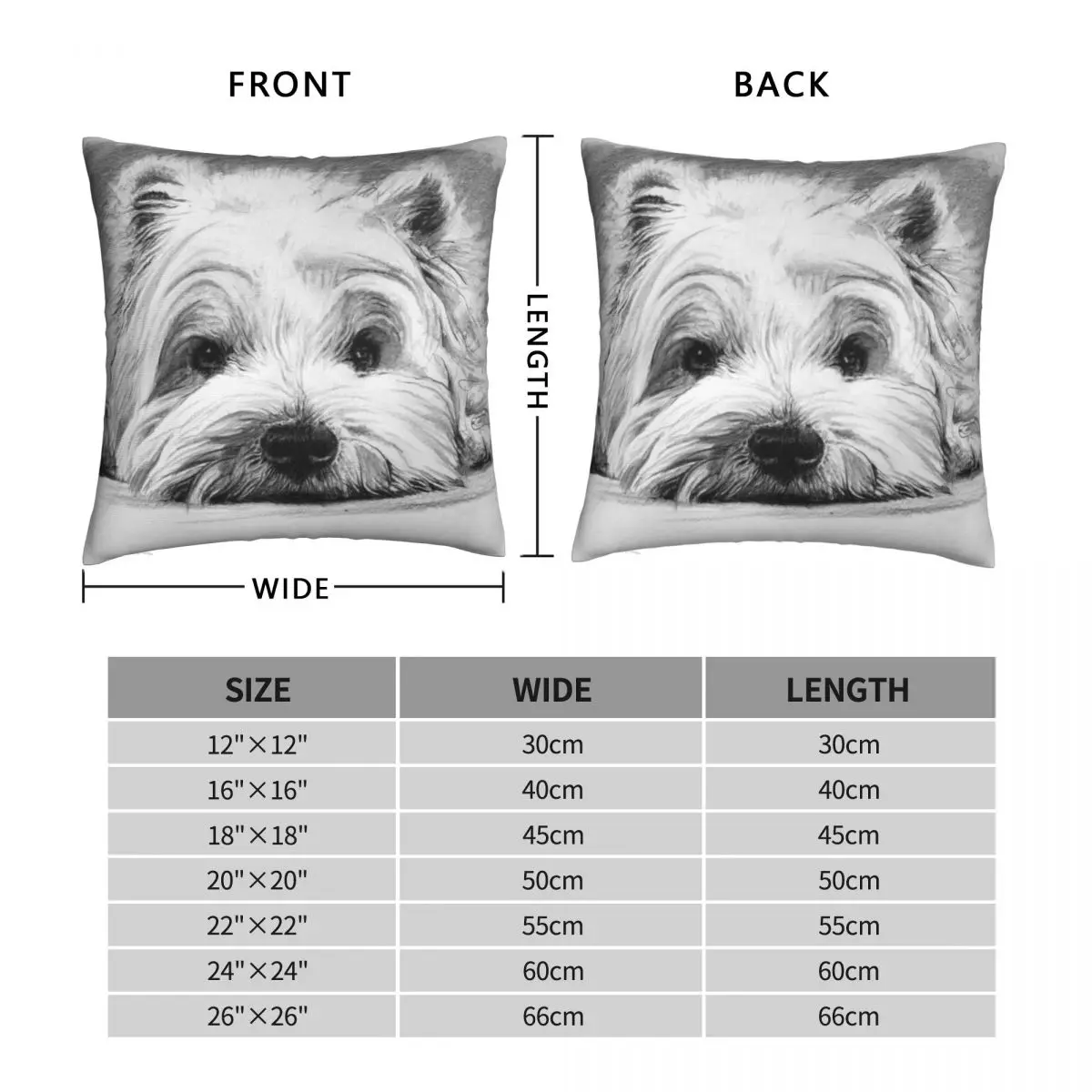 West Highland White Terrier Square Pillowcase Polyester Linen Velvet Pattern Zip Decor Pillow Case Sofa Seater Cushion Cover