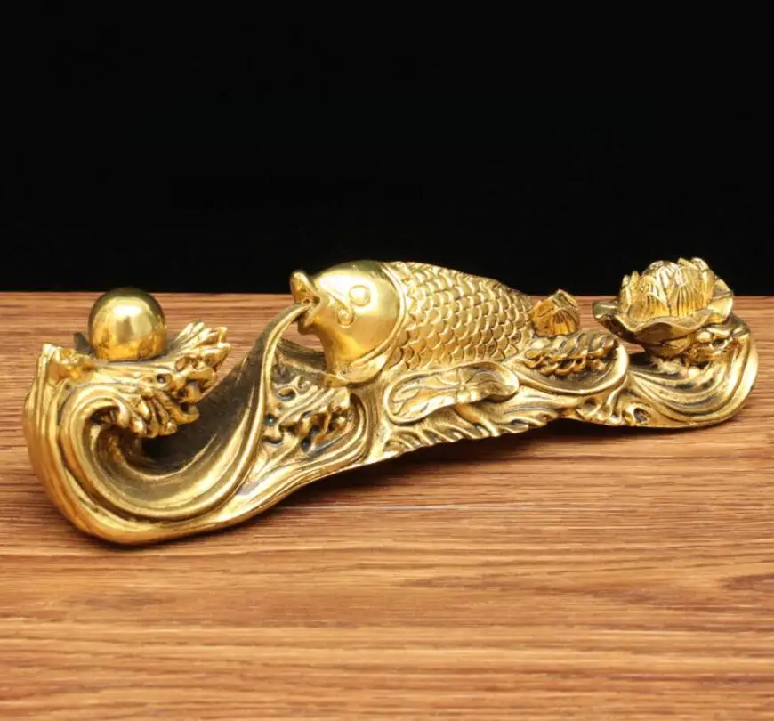

Archaize brass lotus Ruyi fish crafts statue