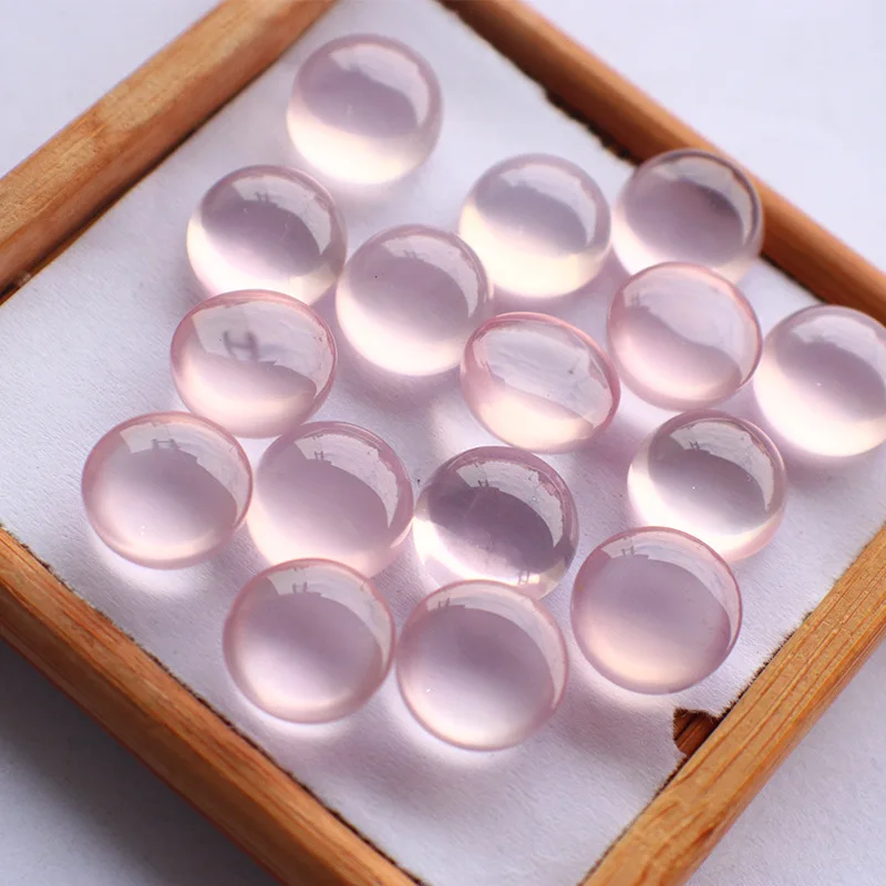 Wholesale 6/8/9/10mm  Rose Quartz Natural Stone CABOCHON Round shape Gemstone Ring face for Jewelry Making Accessories