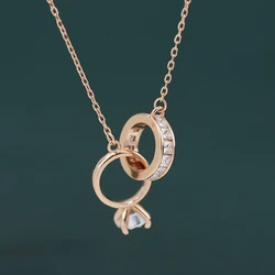 Romantic Inlaid AAA Zircon Necklace For Women Choker Clavicle New Fashion Wedding Jewelry Gift Double Circle Pendant Necklaces