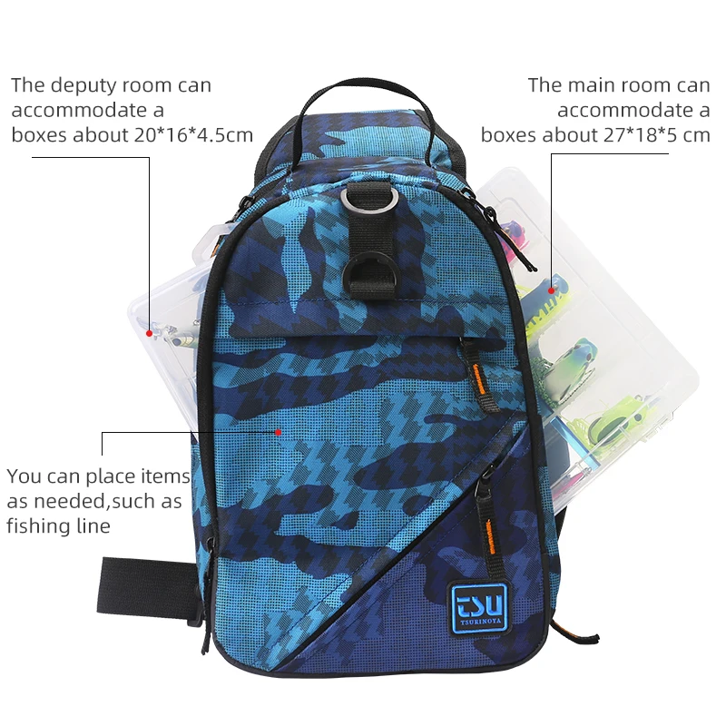 TSURINOYA Waterproof Fishing Bag E3 35*24*11cm Multifunctional Large Capacity Lure Tackle Pack Bait Box Trave Outdoor Bag